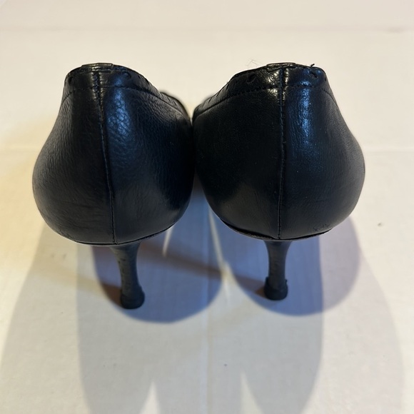 Banana Republic genuine leather open toe black heels made in Italy size 9 - Picture 5 of 9